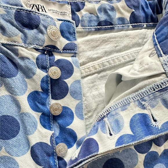 ZARA Straight leg Floral Print Jeans Size 2 - Picture 12 of 13